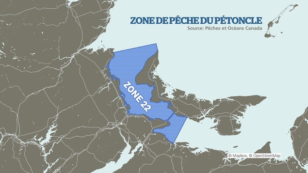 La zone de pêche 22 se trouve dans le détroit de Northumberland La zone de pêche 22 se trouve dans le détroit de Northumberland