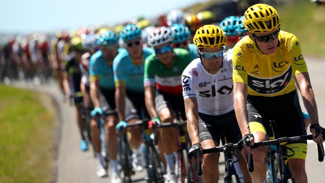 Le Britannique Chris Froome avec la maillot jaune Le Britannique Chris Froome avec la maillot jaune