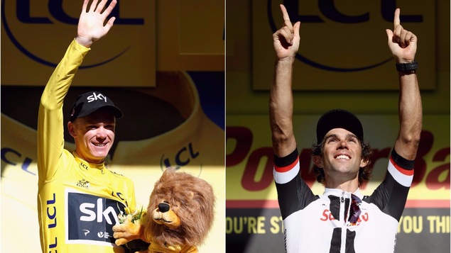 Christopher Froome (à gauche) et Michael Matthews (à droite) Christopher Froome (à gauche) et Michael Matthews (à droite)