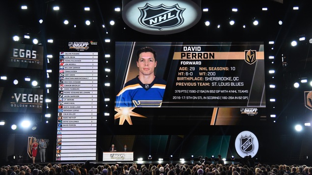 David Perron est choisi par les Golden Knights de Vegas. David Perron est choisi par les Golden Knights de Vegas.
