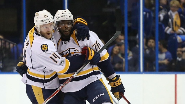 Mattias Ekholm et P.K. Subban Mattias Ekholm et P.K. Subban