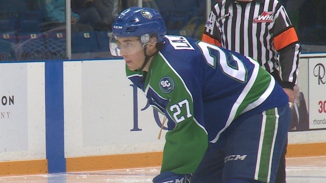 Le défenseur Maxime Lajoie des Broncos de Swift Current. Le défenseur Maxime Lajoie des Broncos de Swift Current.