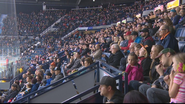 Les estrades du centre Brandt lors d'un match des Pats de Regina. Les estrades du centre Brandt lors d'un match des Pats de Regina.