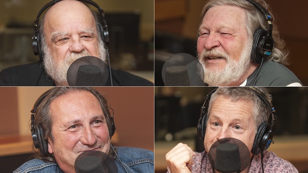 Serge Bouchard, Joël Le Bigot, Franco Nuovo et André Robitaille au micro de Stéphan Bureau.