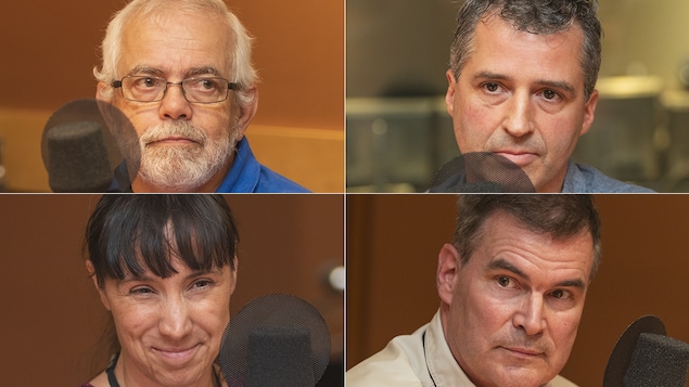 Alain Faubert, Jean-Martin Deslauriers, Natacha Godbout et Daniel Lalonde au micro de Stéphan Bureau.