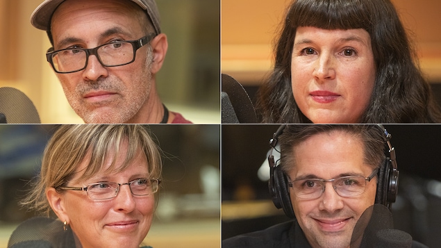 Jean-François Fortier, Marie-Josée Forest, Sarah Richer et Denis Fortier au micro de Stéphan Bureau.