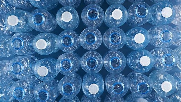 Des bouteilles de plastique qui serviront de matière première pour du polyester recyclé.