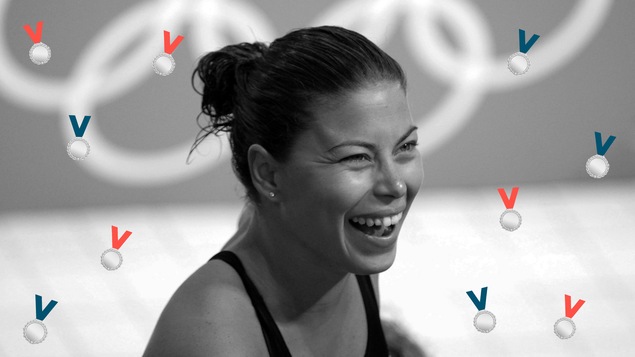 La plongueuse canadienne Roseline Filion est tout sourire, après un entraînement au village olympique de Londres en 2012.