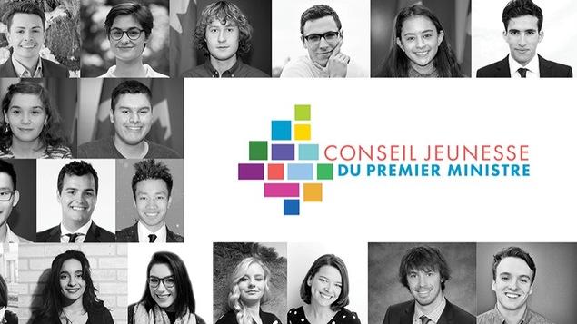 Une mosaïque avec les photos des membres du Conseil jeunesse du Premer ministre.