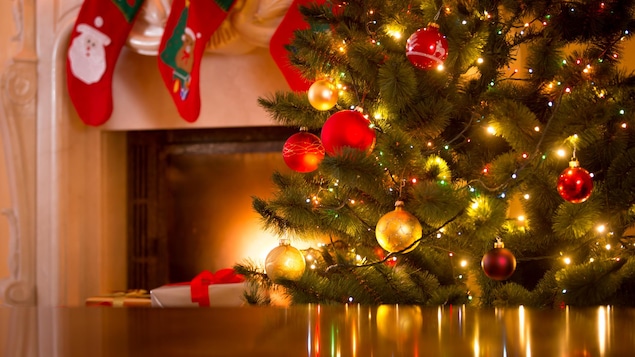 Un sapin de Noël décoré.