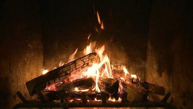 Des bûches enflammées dans un foyer