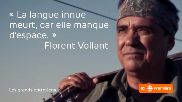 Citation du musicien innu Florent Vollant : « La langue innue meurt, car elle manque d'espace. » Citation du musicien innu Florent Vollant : « La langue innue meurt, car elle manque d'espace. »