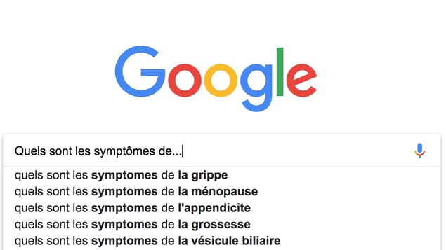 Capture d'écran d'une recherche sur Google avec la question « Quels sont les symptômes de... »