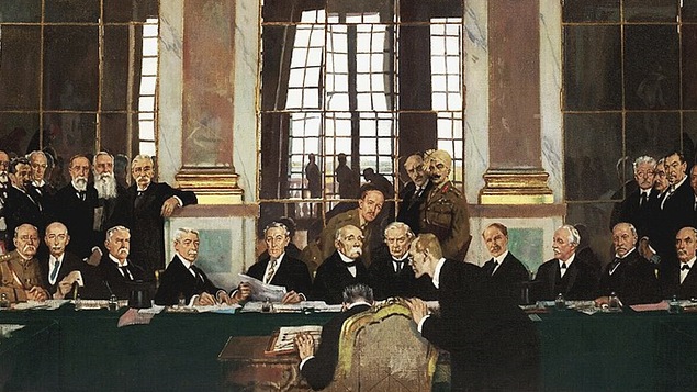 Peinture illustrant la signature du traité de Versaille