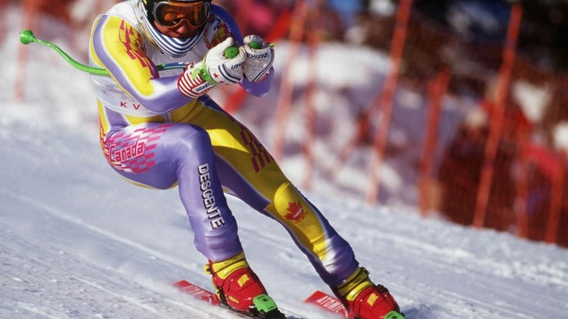 Brian Stemmle du Canada participe au super géant aux Jeux olympiques d'hiver de Lillehammer de 1994.