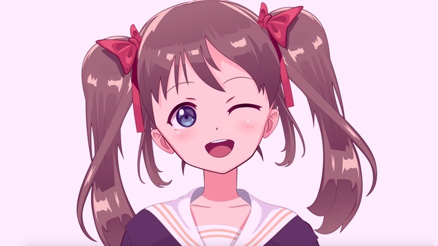 Dessin d'un personnage féminin de manga, qui cligne de l'œil.