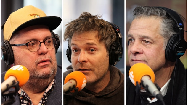 Louis Champagne, Stéphane Archambault et Bernard Fortin, en studio