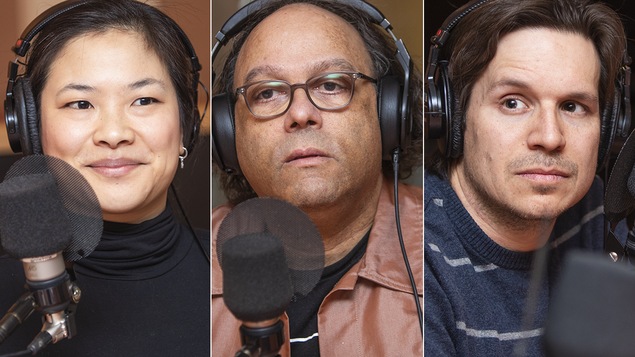 Manuelle Alix-Surprenant, Josélito Michaud et Philippe Marois au micro de Catherine Perrin.