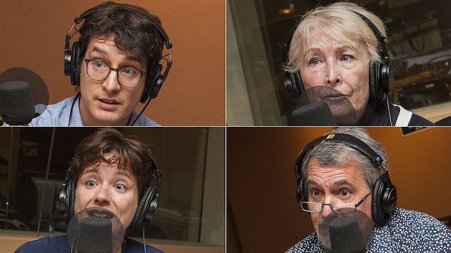Antoine Boivin, Ghislaine Rouly, Mireille Fortier et Luc Armand au micro d'Isabelle Craig