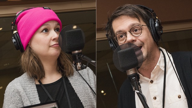 Joëlle Bond et Guillaume Corbeil au micro de Catherine Perrin
