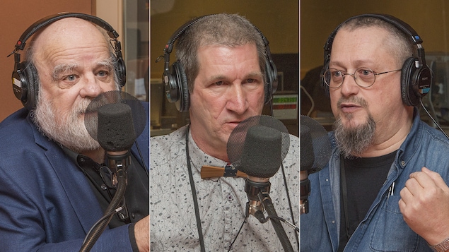 Serge Bouchard, Benoit Léger et André Gallant au micro d'Isabelle Craig.
