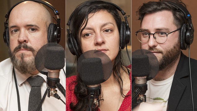 Alexandre Chartrand, Nadine Gomez et Julien Fréchette au micro de Catherine Perrin.