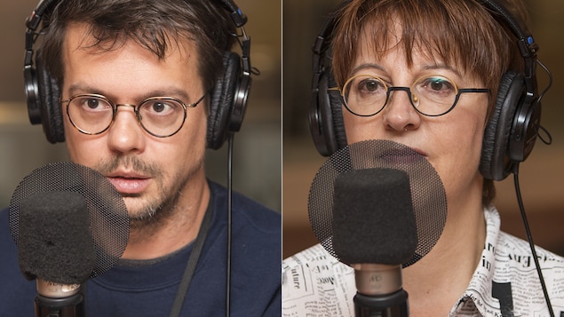 Guillaume Corbeil et Chantal Lamarre au micro de Catherine Perrin.