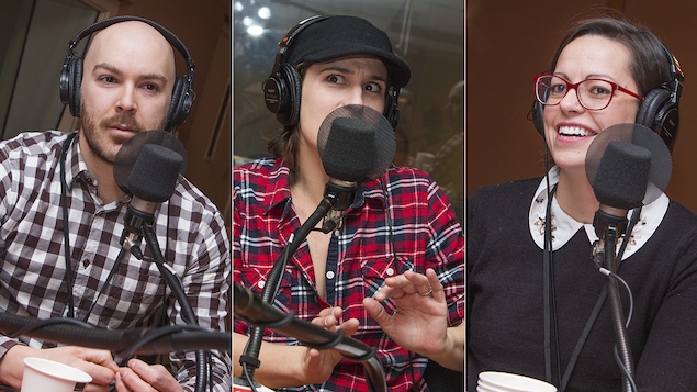 Jean-Benoit Cormier-Landry, Salomé Corbo et Émilie Audy au micro de Catherine Perrin