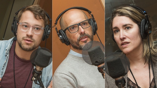 Antoine Côté, Daniel Désormiers et Myriam Chapdelaine au micro de Catherine Perrin