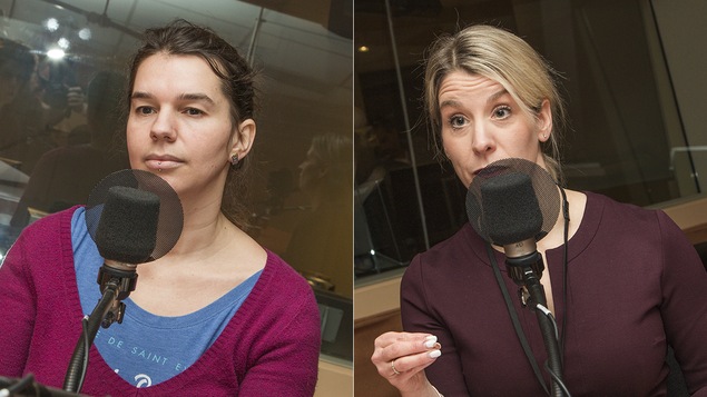 Eve-Lyne Couturier et Geneviève Cloutier au micro de Catherine Perrin
