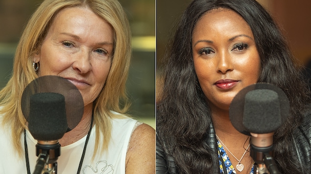 Sylvie Dallaire et Irène Nyirawizeye Dallaire au micro de Catherine Perrin.
