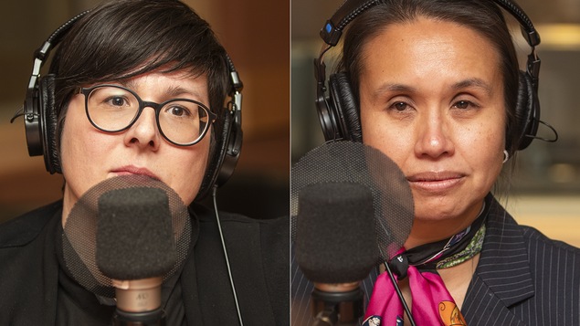 Gabrielle Dumoulin et Caroline Quach au micro de Catherine Perrin.