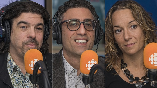 Jean-Sébastien Fallu, Walid Hijazi et Marie-Ève Morin au micro de Catherine Perrin.