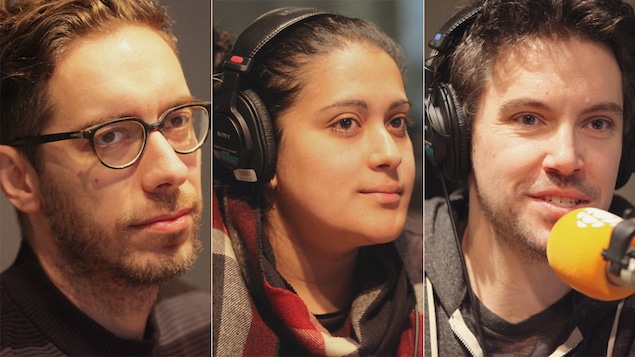 Alexandre Fecteau, Ana Maria Pinto Barbosa et Jasmin Hains au micro de Marie Grégoire
