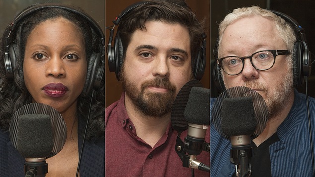 Yolande James, Stéphane Mailhiot et Bruno Guglielminetti au micro de Catherine Perrin.