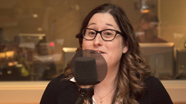 Julie Provencher au studio 18 de Radio-Canada, à Montréal, le 29 janvier 2018