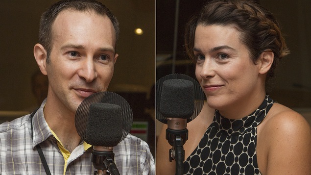 David Lafrenière et Marie-Pier Élie au micro de Stéphan Bureau.
