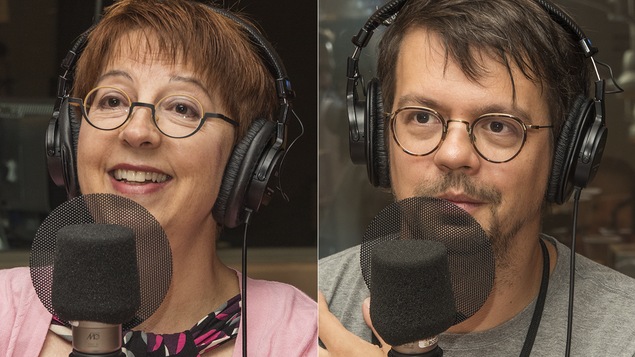 Chantal Lamarre et Guillaume Corbeil au micro de Stéphan Bureau.