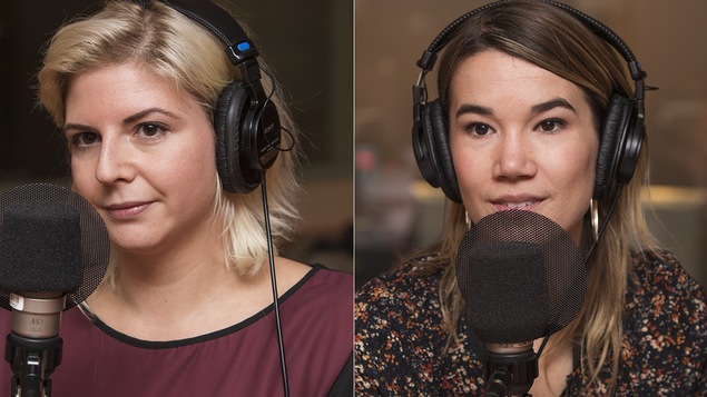 Jo-Annie Larue et Marie-Ève Tremblay au micro de Catherine Perrin.