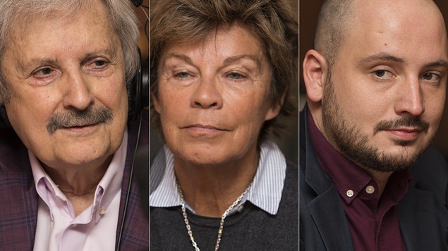 André Laurendeau, Louise Beaudoin et Christophe Cloutier-Roy au micro de Catherine Perrin.