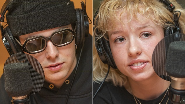 Hubert Lenoir et Noémie D. Leclerc au micro de Catherine Perrin.