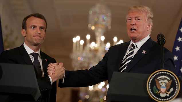 Donald Trump et Emmanuel Macron fraternisent à la Maison-Blanche,
