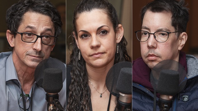 Dr Pierre Marsolais, Stéphanie Gauthier et Simon Robert au micro de Stéphan Bureau.