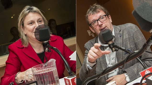 Martine Hébert et Jacques Létourneau au micro de Catherine Perrin