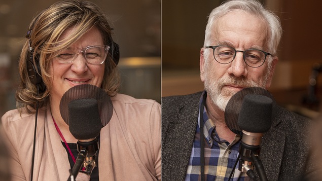 Andrée-Lise Méthot et Michel Seymour au micro de Catherine Perrin.