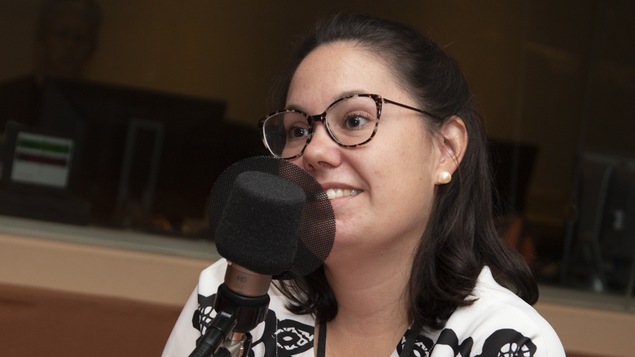 Myriam Leblanc au studio 18 de Radio-Canada, à Montréal, le 10 septembre 2018.