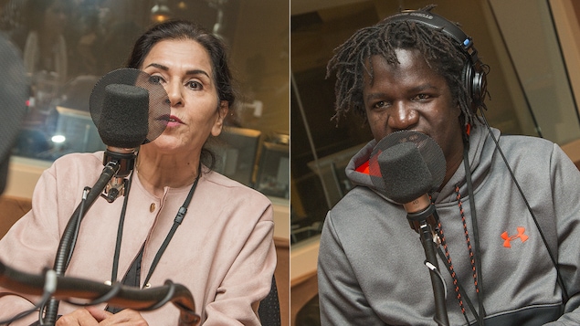 Nahid Aboumansour et Boucar Diouf au micro de Catherine Perrin