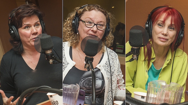 Marina Orsini, Marguerite Blais et Chloé Sainte-Marie au micro d'Isabelle Craig
