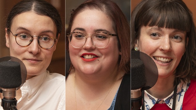 Solène Paré, Amélie Faubert et Robin Brazil au micro de Catherine Perrin.