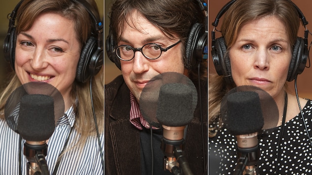 Elsa Pépin, Maxime Catellier et Eveline Marcil-Denault au micro de Catherine Perrin.